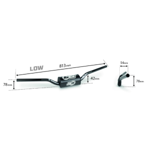 S3 Styre 28mm Enduro Lav 42 m/ Styrepolstring Sort