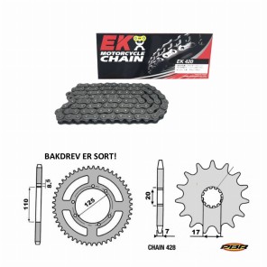 PBR Sherco 50 SM  Drev & Kjede Kit 428 (Z60-Z11-134)